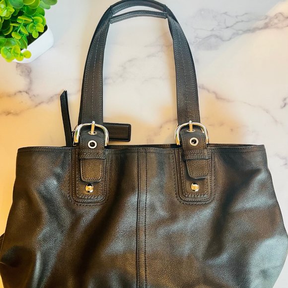 Vintage Leather COACH SOHO XL Black Carryall Tote #F13110 -- RARE - Picture 2 of 9
